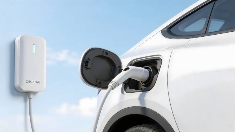 电动汽车充电中图片