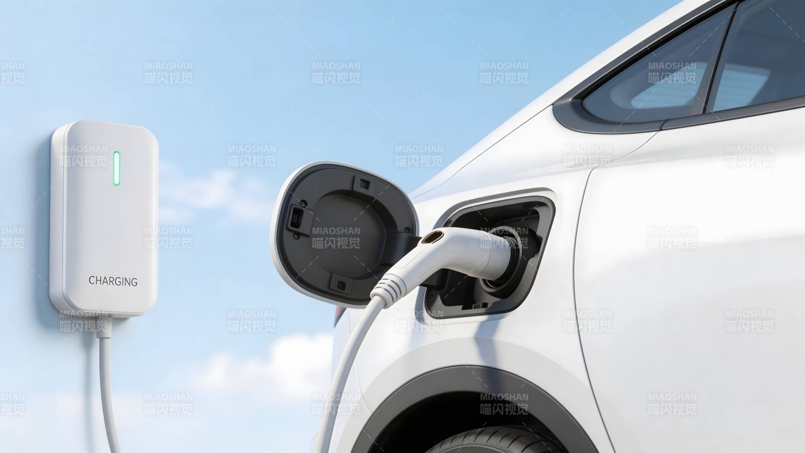 电动汽车充电中图片