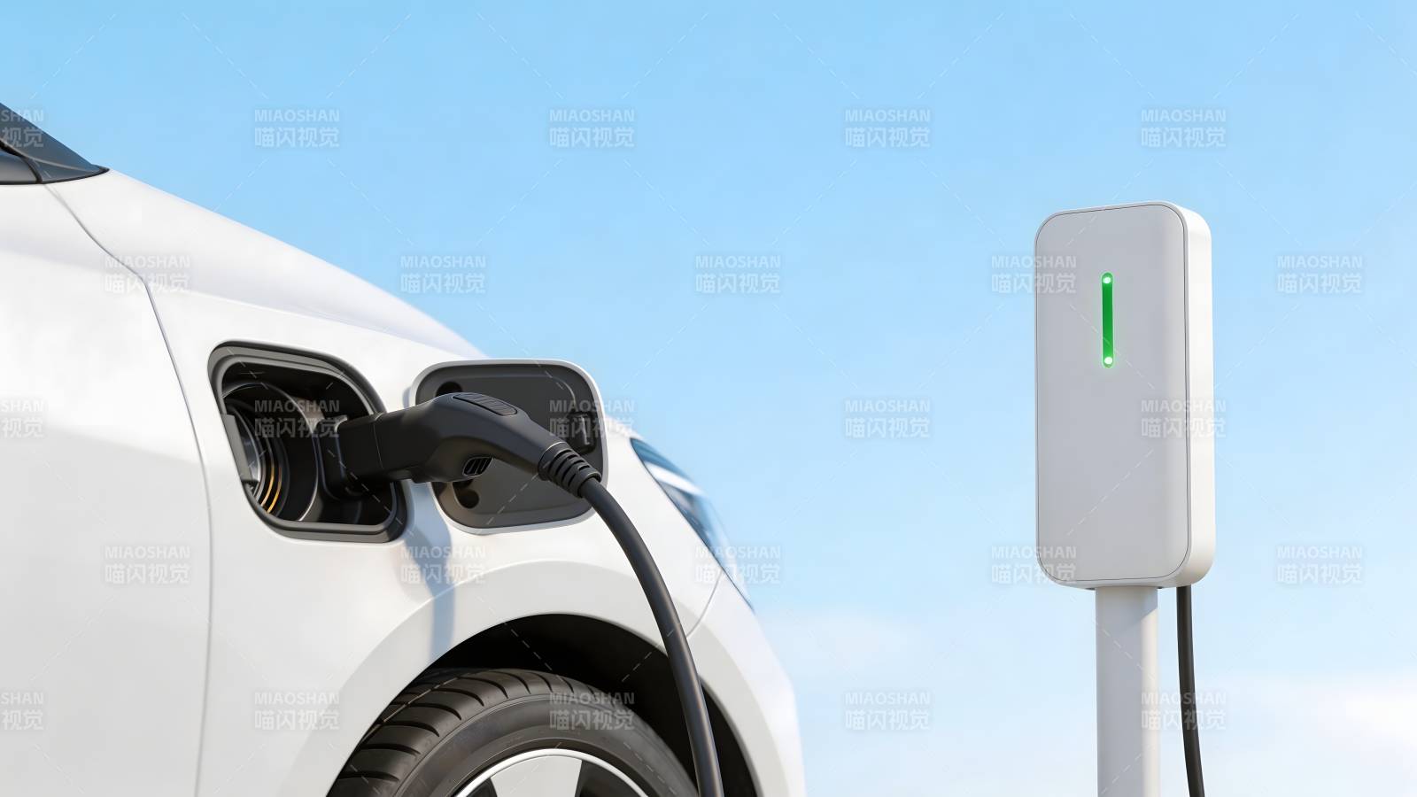 电动汽车充电中图片