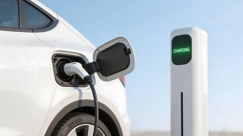 电动汽车充电中图片