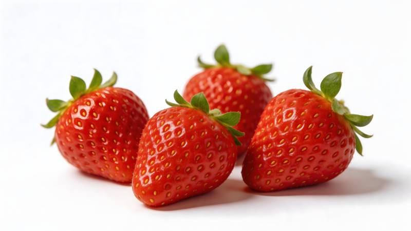 鲜红草莓四颗图片