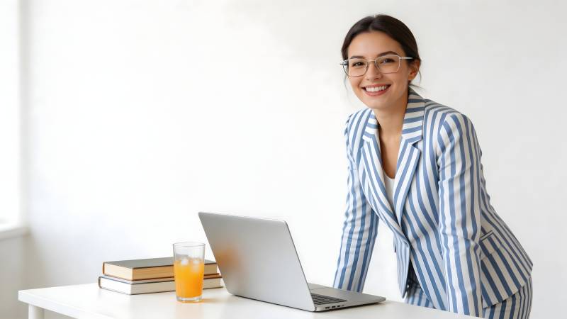 职场女性微笑工作图片