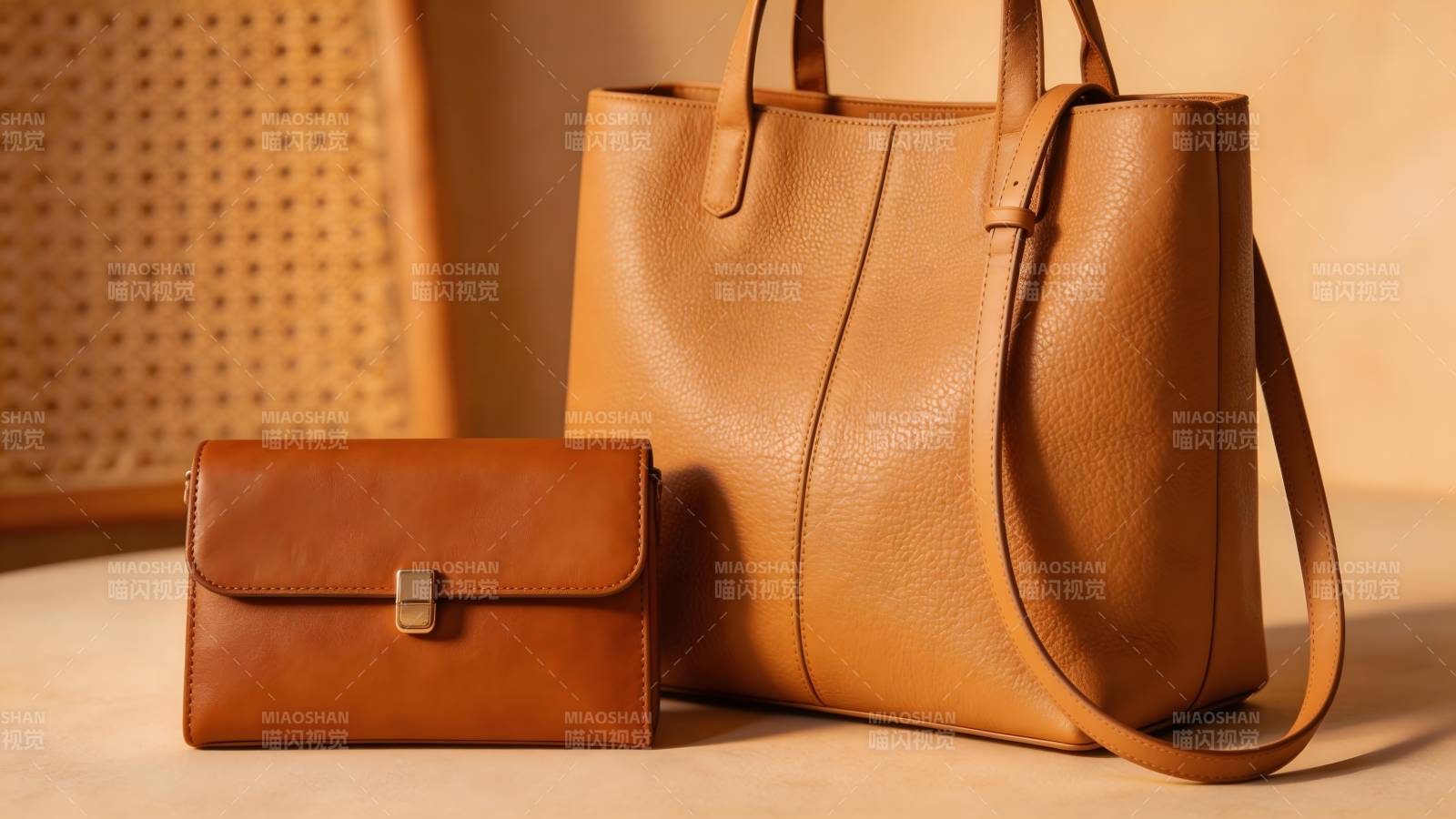 简约皮质手袋套装图片