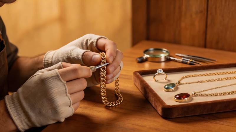 匠人精心修复金链图片