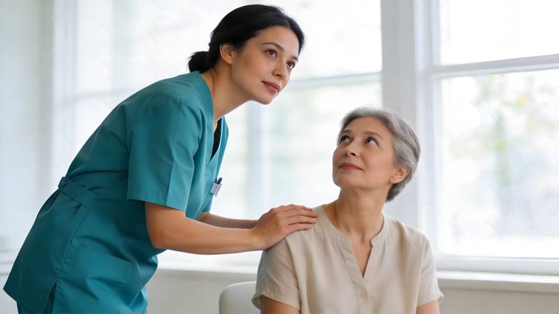 护士关怀老年患者图片