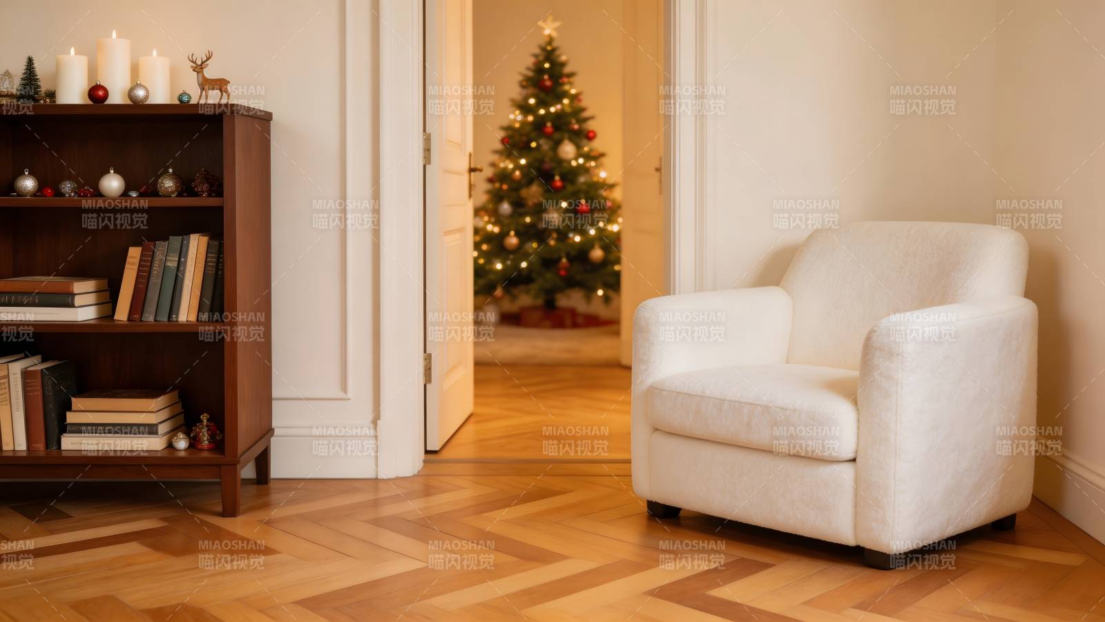 圣诞温馨客厅一角图片