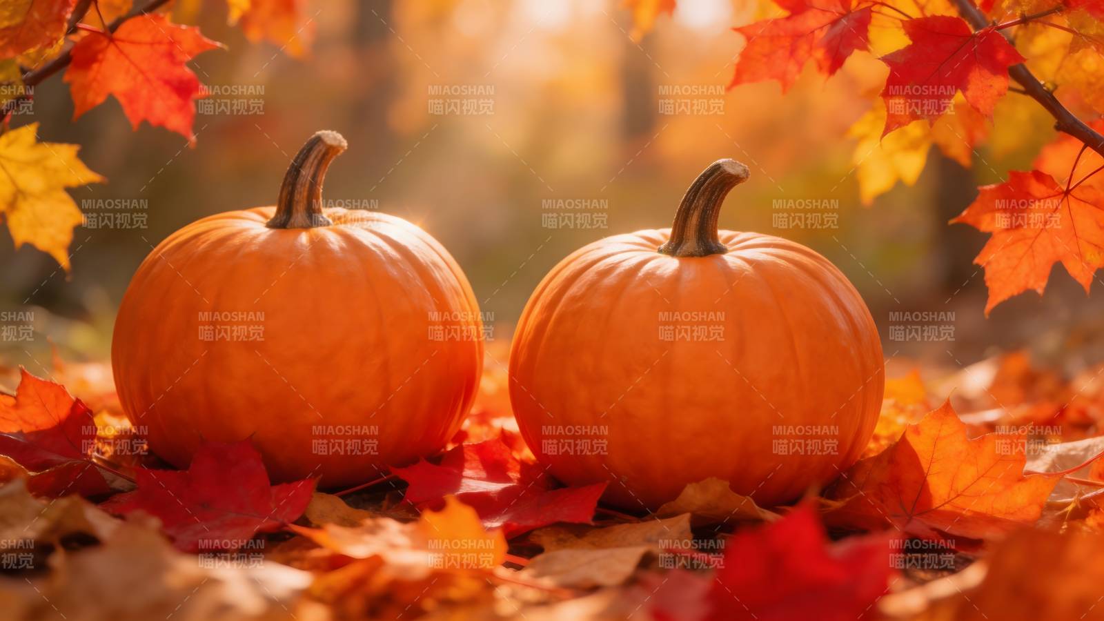秋叶中的南瓜图片