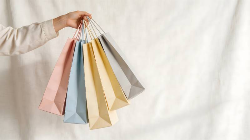 手提多彩购物袋图片