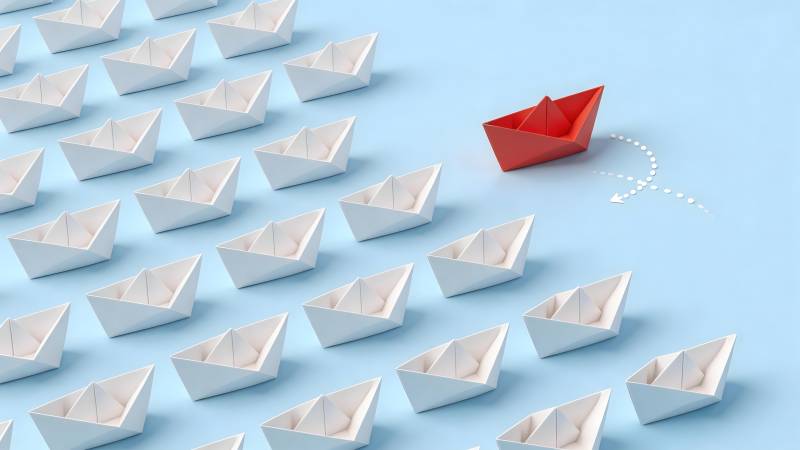 红船引领众白船图片