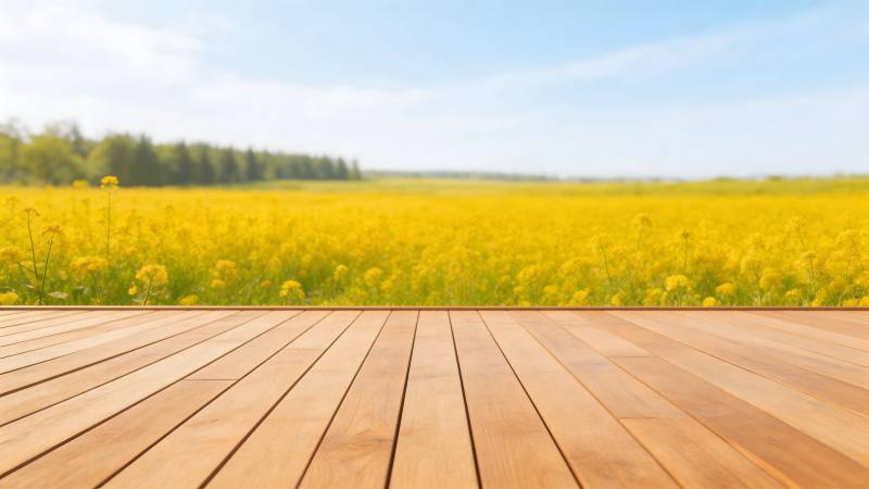 木台望向金黄花海图片