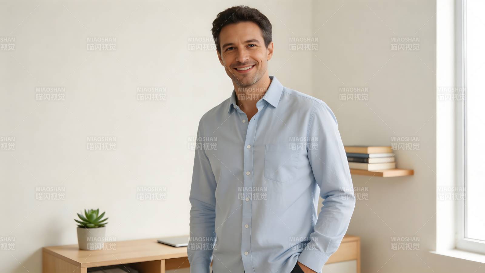 微笑男士室内照图片