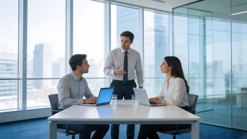 商务会议讨论中图片