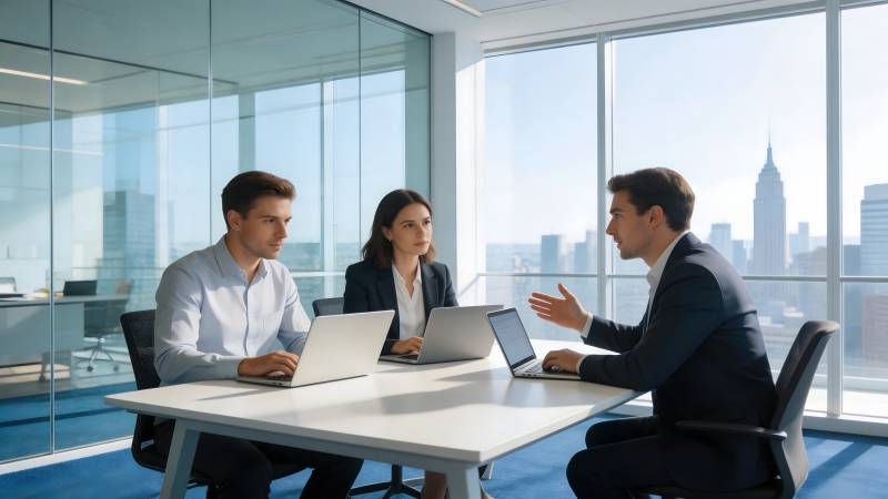 商务会议讨论中图片