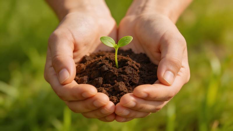 双手捧着幼苗图片