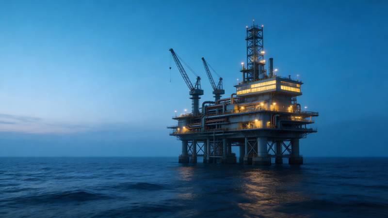 海上石油平台夜景图片