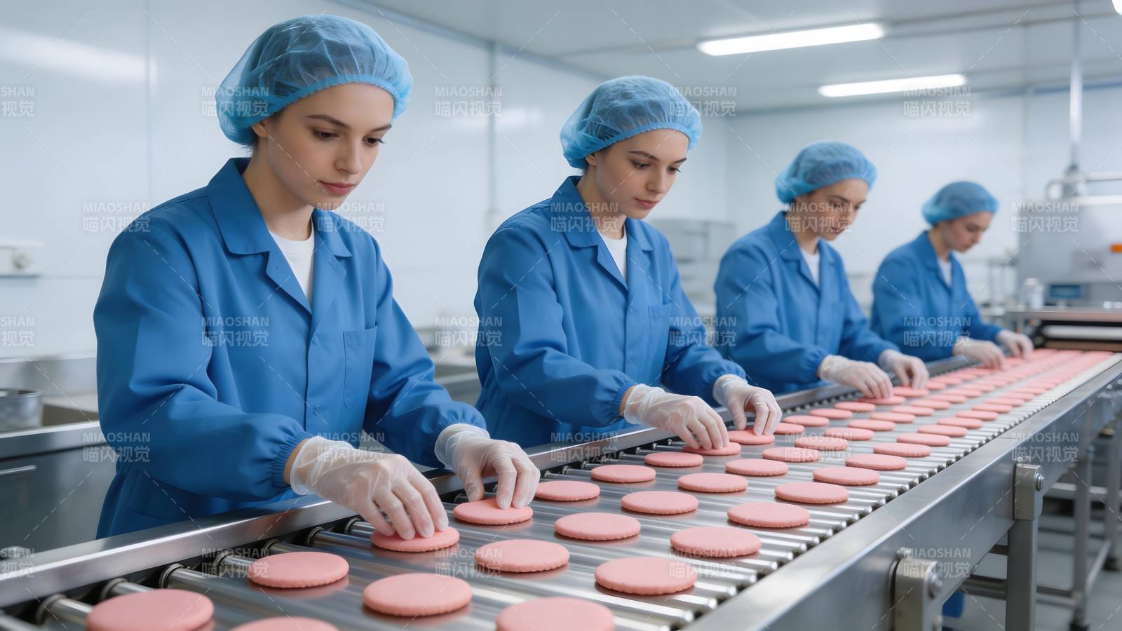 工厂女工生产糖果图片