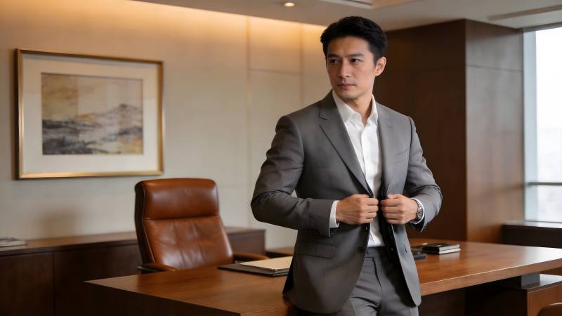 商务男士整理西装图片