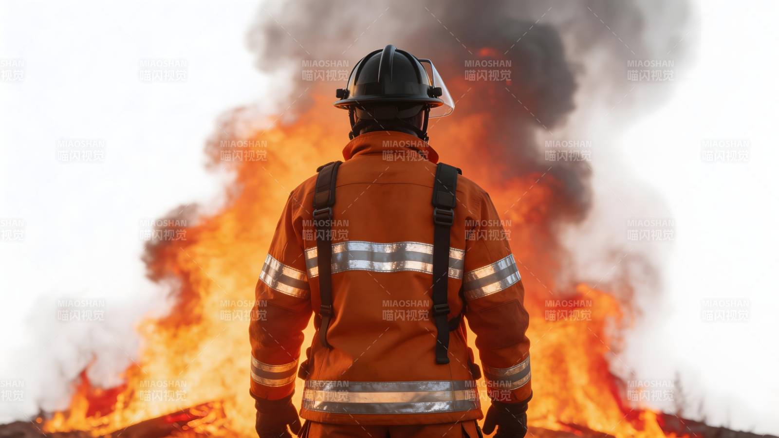 消防员面对烈火图片