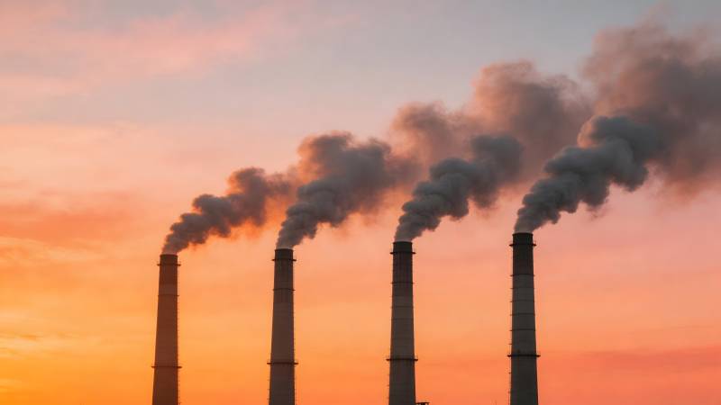 烟囱排放烟雾图片