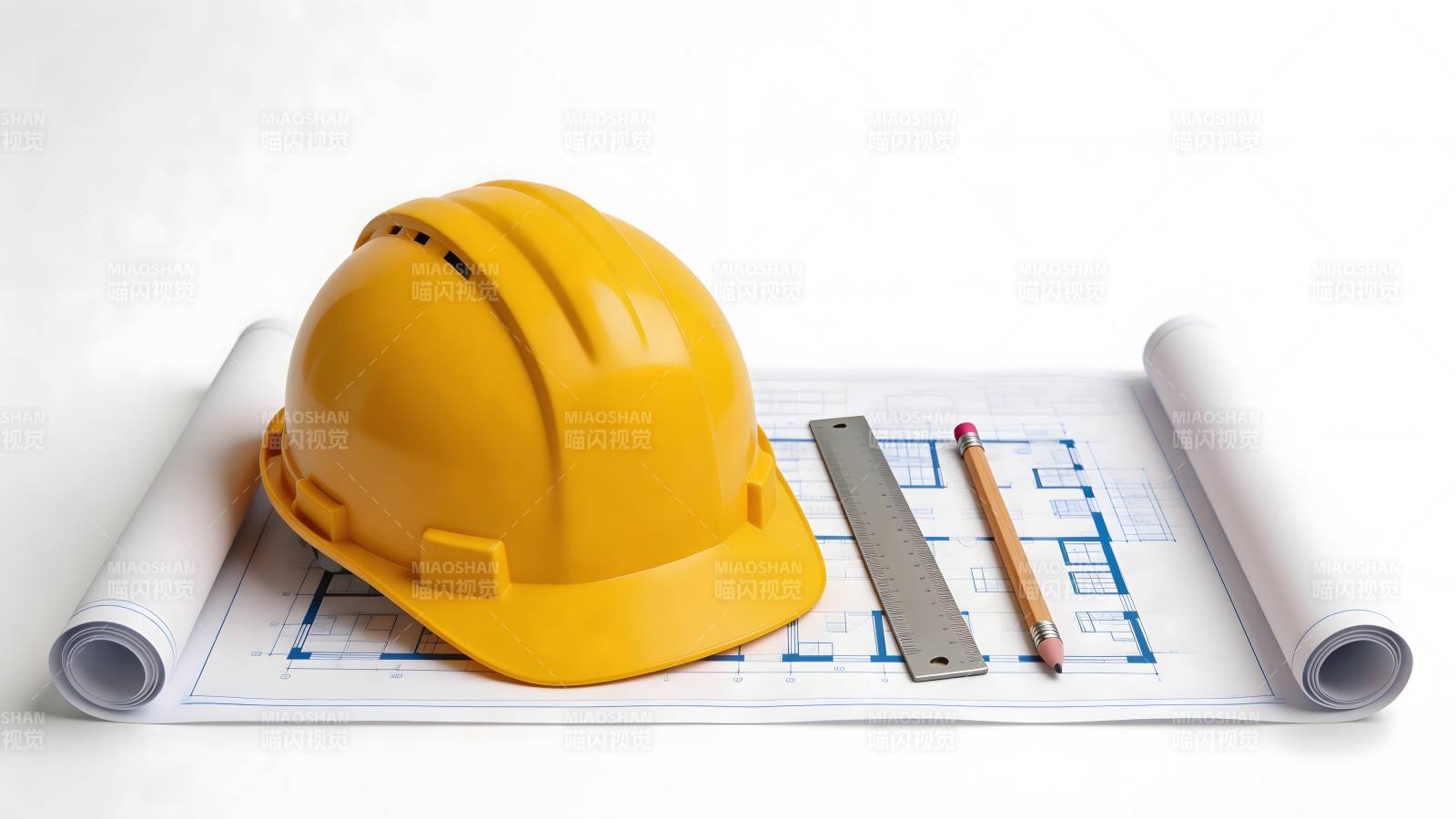 建筑安全帽与图纸图片