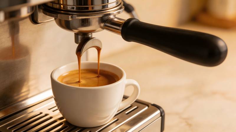 咖啡机萃取浓缩咖啡图片