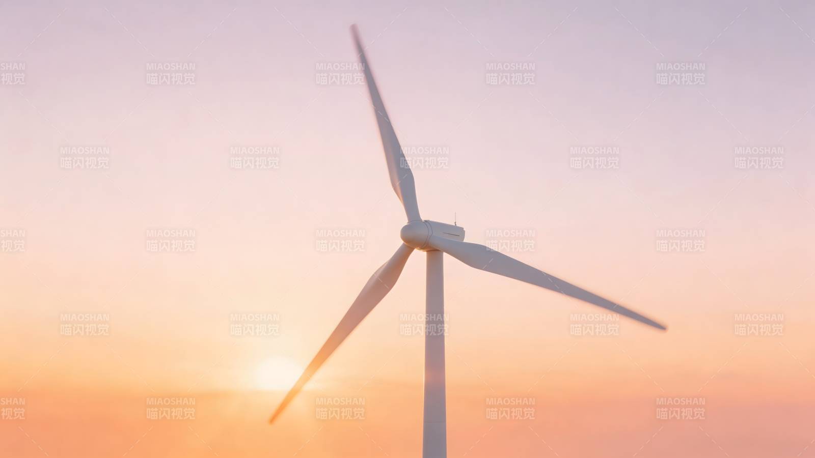 风车日落美景图片