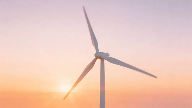 风车日落美景图片