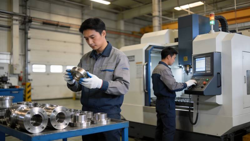 工厂工人操作机床图片