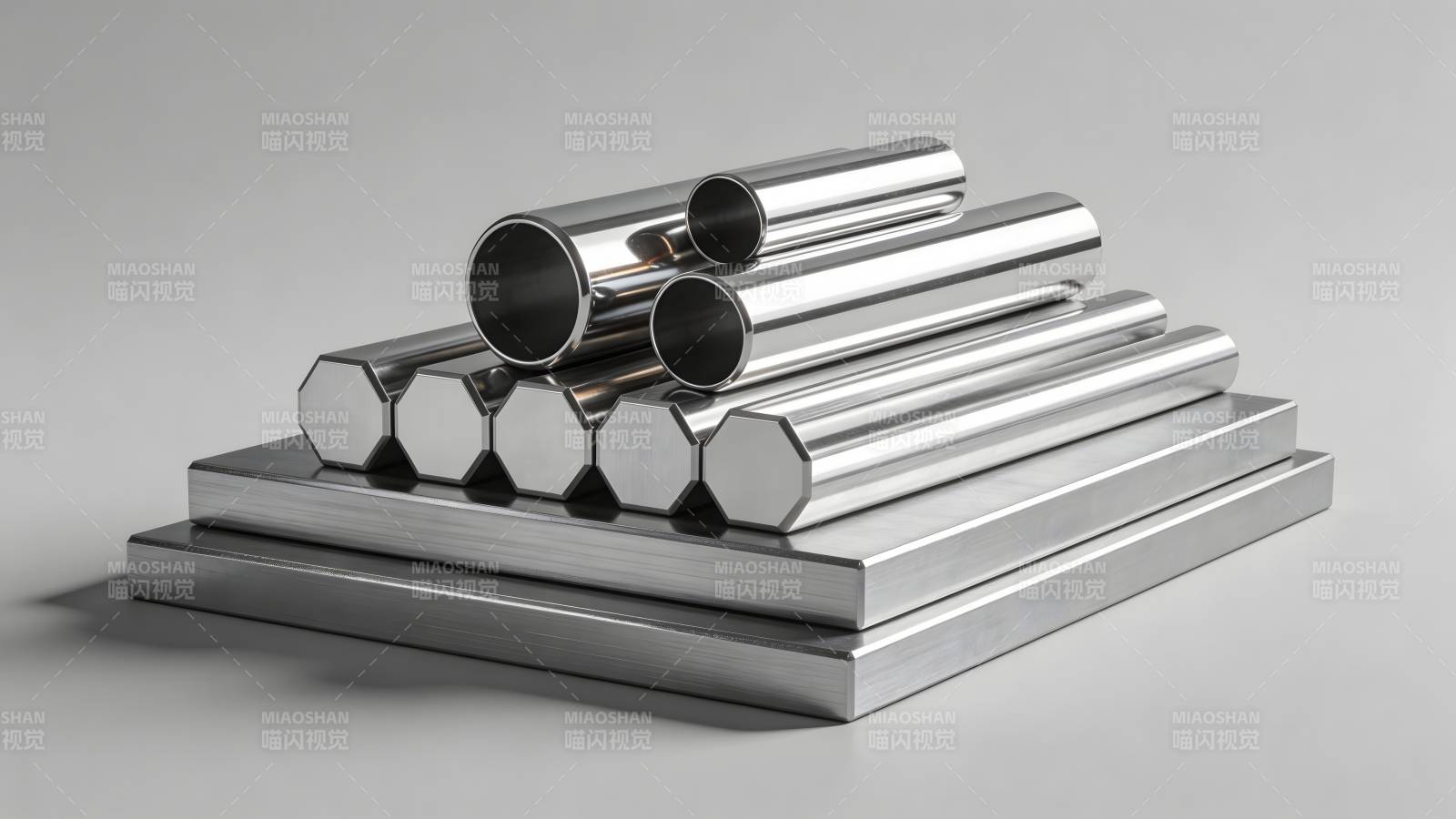 金属管材堆叠展示图片