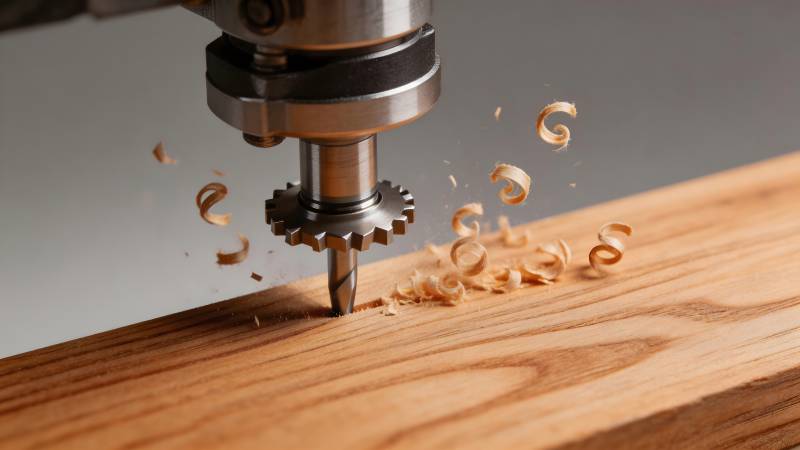 钻孔作业中木屑飞溅图片