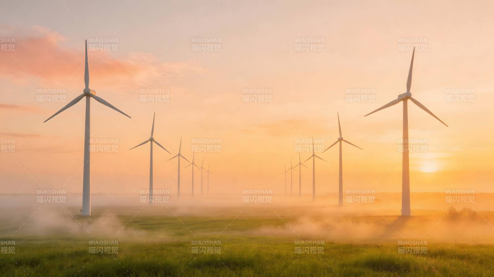 风车晨曦 绿野生辉图片