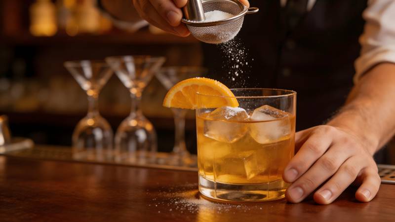 调酒师撒糖粉图片