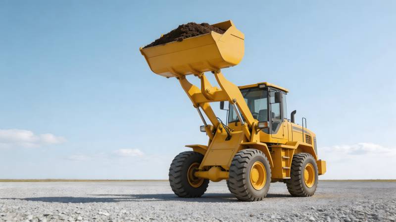 黄色装载机作业中图片