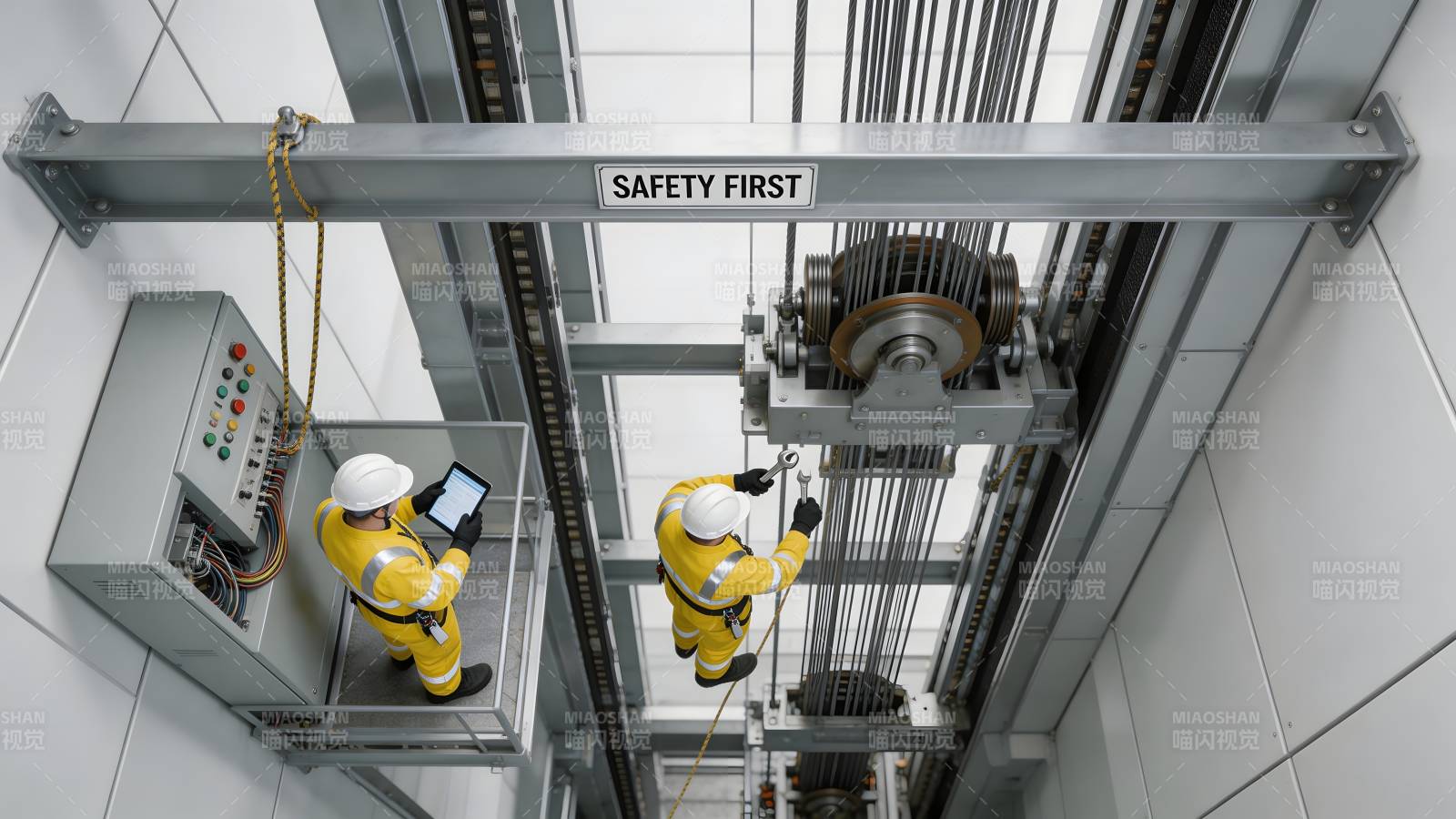 电梯检修现场图片