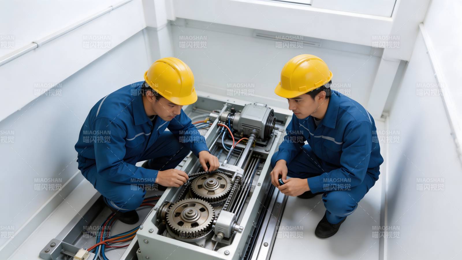 工人检修机械装置图片