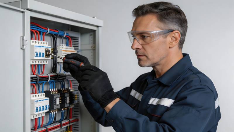 电工检修配电箱图片