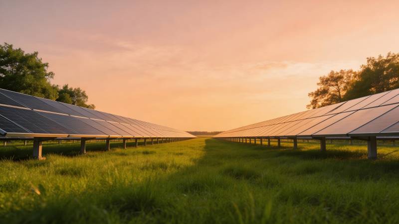 光伏田野夕阳美图片