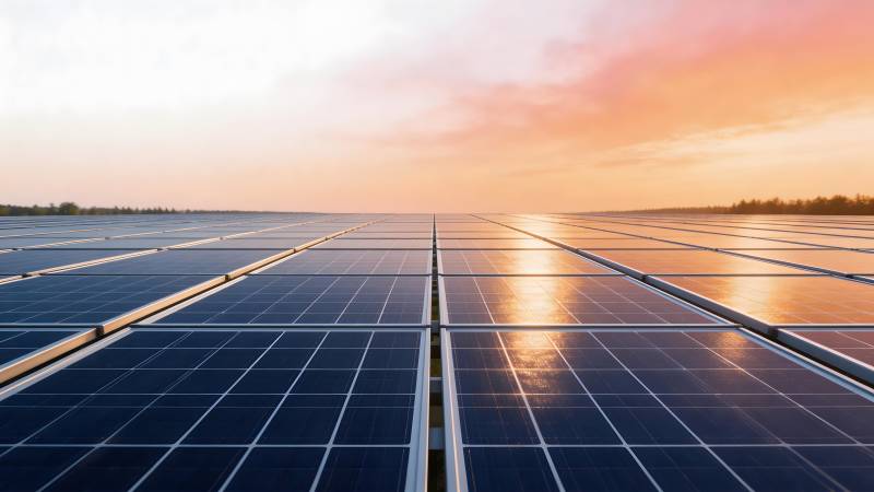 光伏电站日落美景图片