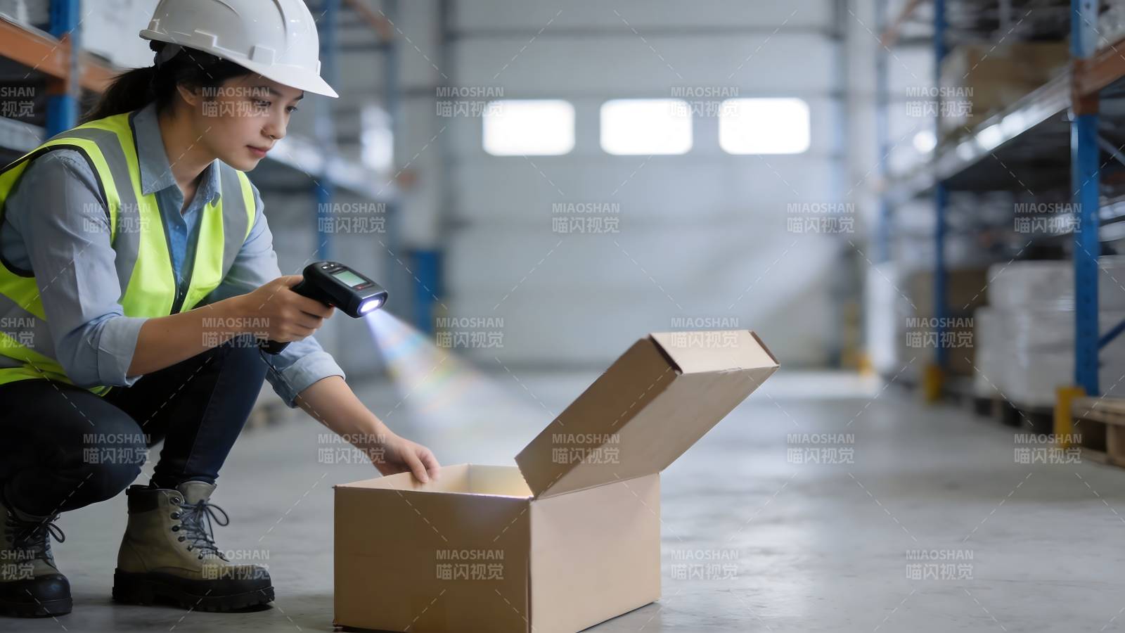 仓库女工扫码验货图片