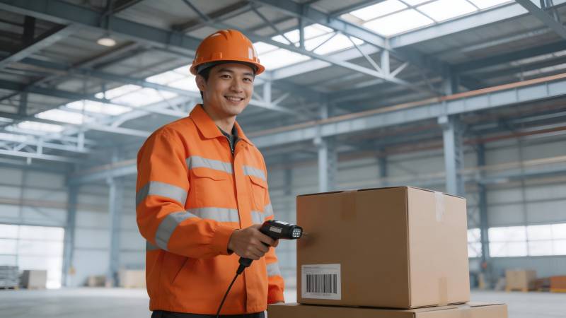 仓库工人扫描包裹图片