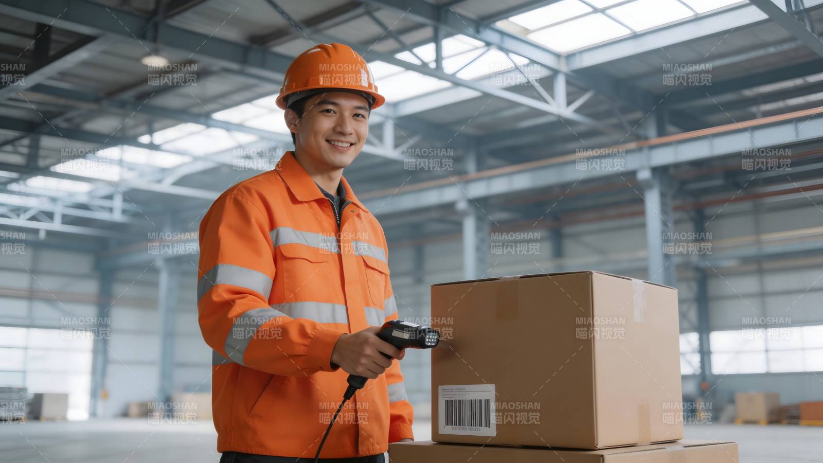 仓库工人扫描包裹图片