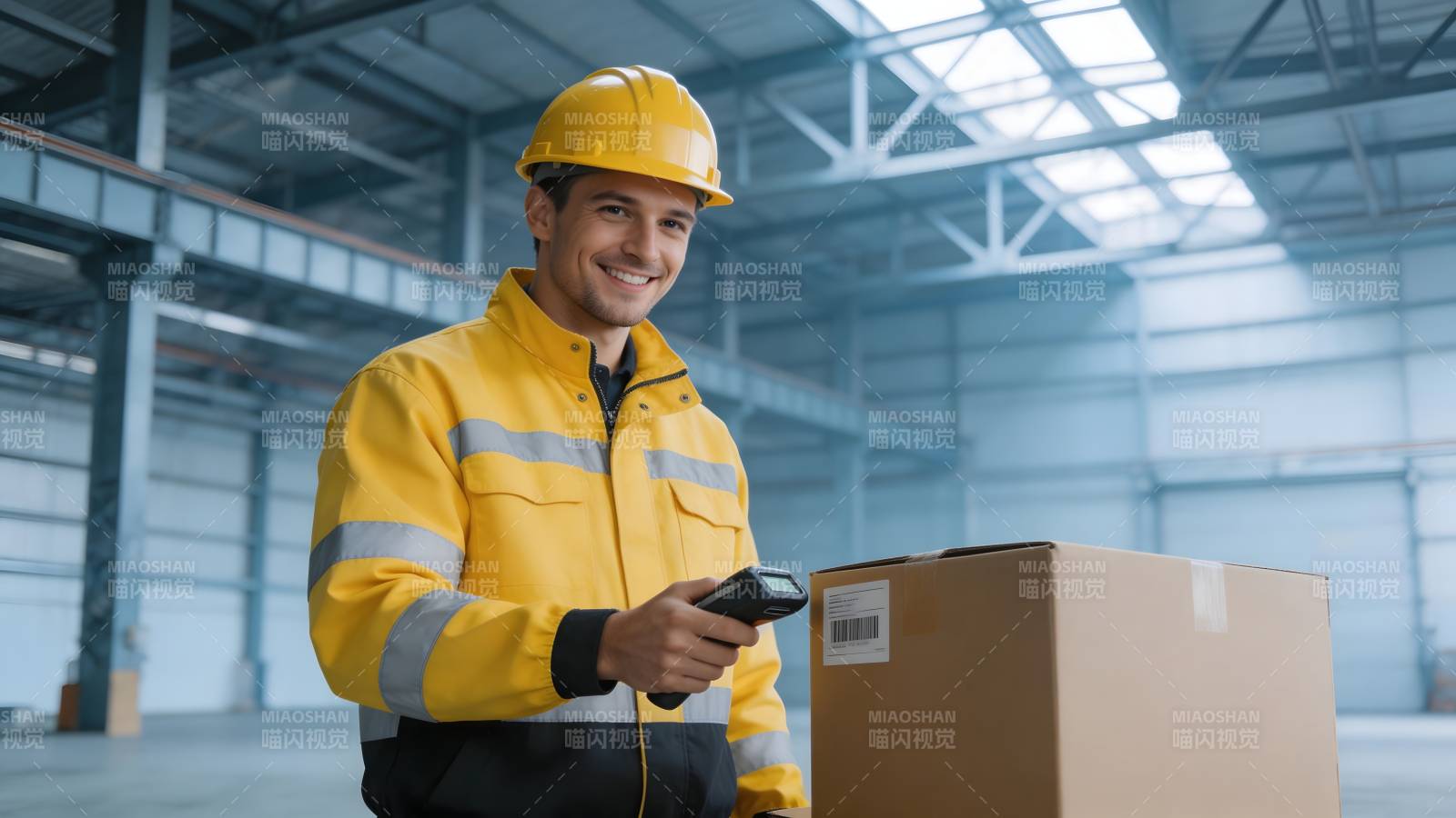 仓库工人扫码发货图片