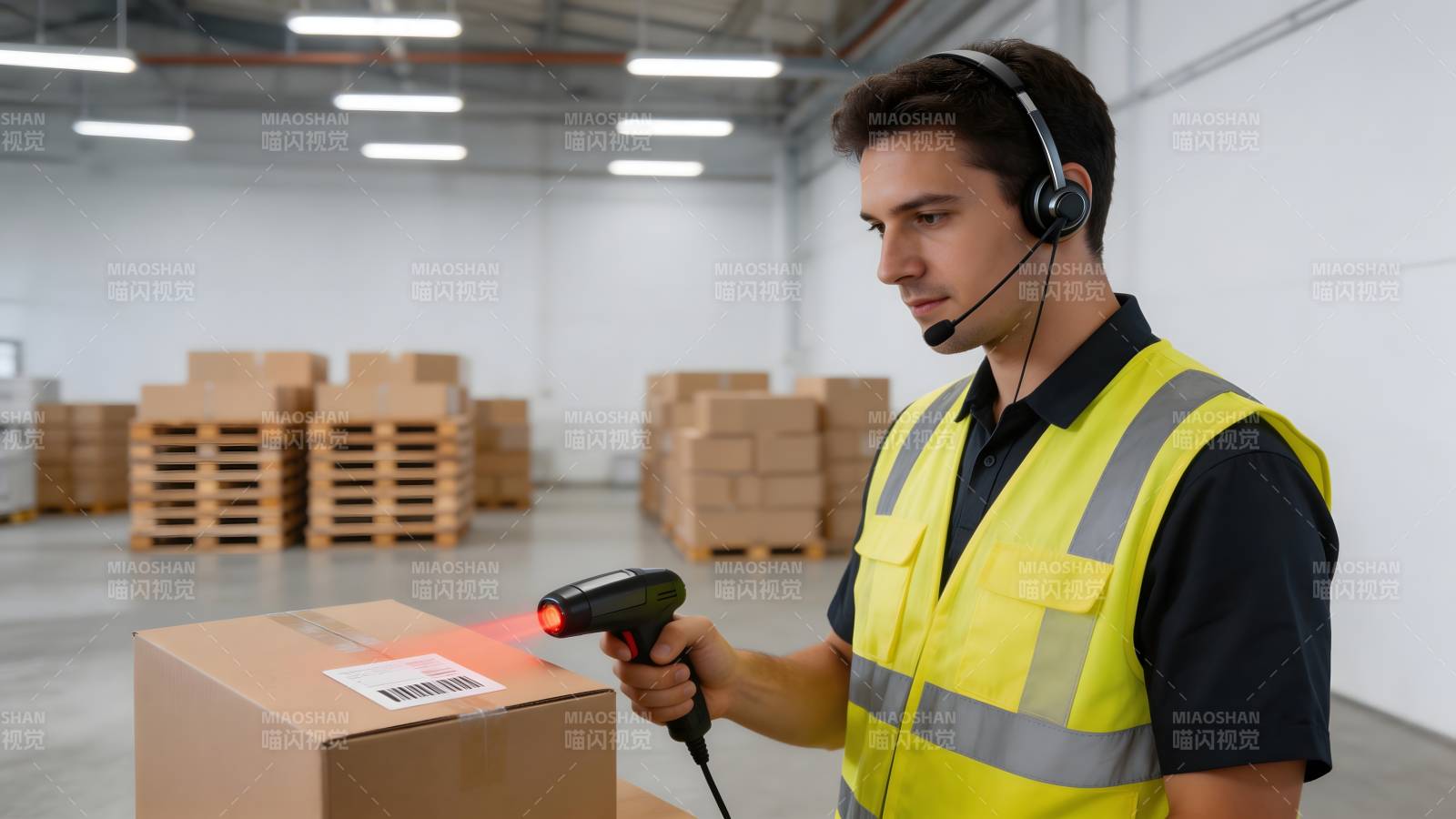 仓库工人扫描包裹图片