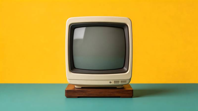 复古电视静置桌面图片