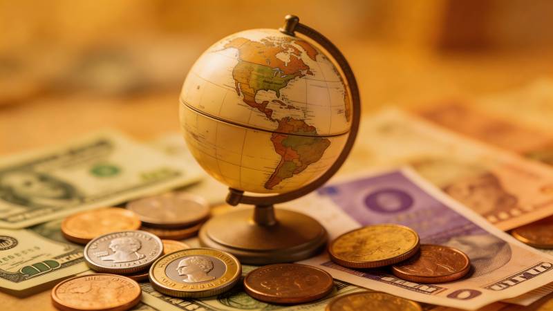 全球货币与地球图片