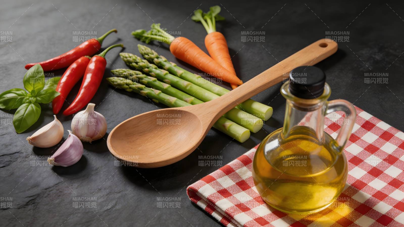 新鲜食材与橄榄油图片