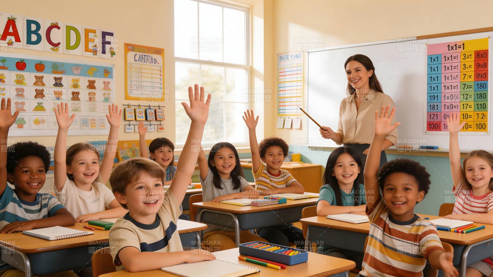 课堂举手抢答图片