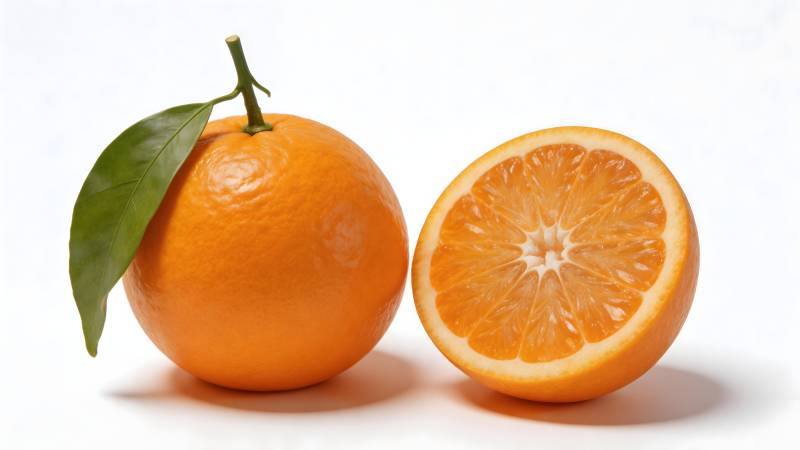 新鲜橙子切开一半图片
