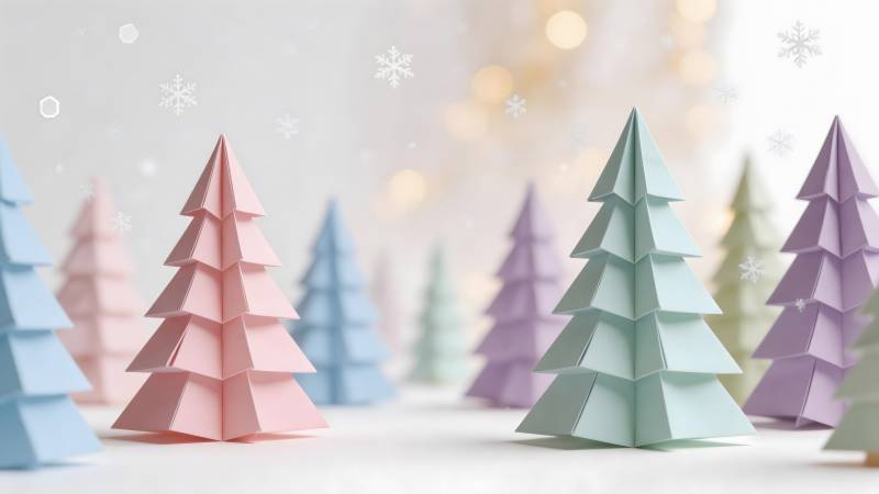 彩色纸艺圣诞树图片