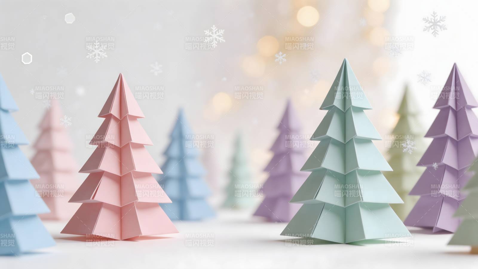 彩色纸艺圣诞树图片